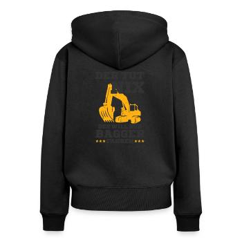 Bagger Spruch - Frauen Premium Bio Zip Hoodie - Schwarz - Hinten - Julia (174cm)