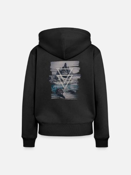 Berge mit Doppel Dreieck - Frauen Premium Bio Zip Hoodie - Schwarz