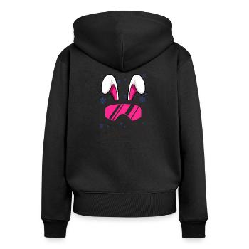 Skihäschen Skihaserl - Frauen Premium Bio Zip Hoodie - Schwarz - Hinten - Julia (174cm)