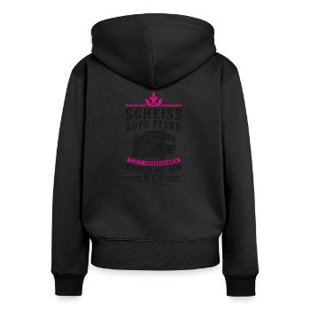 Feuerwehrfrau - Frauen Premium Bio Zip Hoodie - Schwarz - Hinten - Julia (174cm)