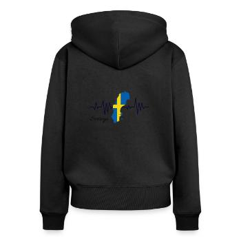 Schweden - Frauen Premium Bio Zip Hoodie - Schwarz - Hinten - Julia (174cm)