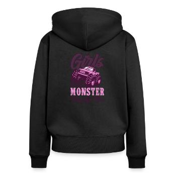 Fille de camion monstre - Sweat à capuche zippé Premium bio Femme - noir - Dos - Julia (174cm)