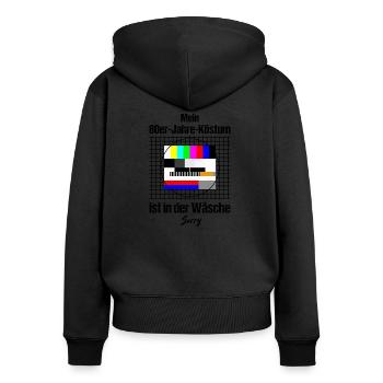 80er Jahre Kostüm - Frauen Premium Bio Zip Hoodie - Schwarz - Hinten - Julia (174cm)