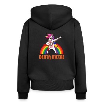 Death Metal - Frauen Premium Bio Zip Hoodie - Schwarz - Hinten - Julia (174cm)