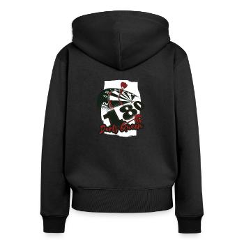 Chemises et cadeaux Dart Queen pour femmes - Sweat à capuche zippé Premium bio Femme - noir - Dos - Julia (174cm)