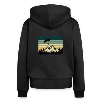 Paragliding - Frauen Premium Bio Zip Hoodie - Schwarz - Hinten - Julia (174cm)