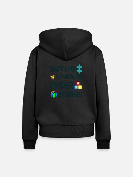 Erzieherin - Frauen Premium Bio Zip Hoodie - Schwarz