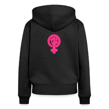 Frauenfaust Frauenpower Tag der Frau Frauenrechte - Frauen Premium Bio Zip Hoodie - Schwarz - Hinten - Julia (174cm)