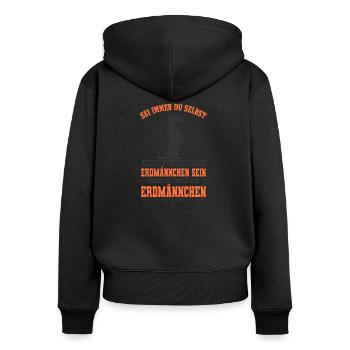 suricates - Sweat à capuche zippé Premium bio Femme - noir - Dos - Julia (174cm)