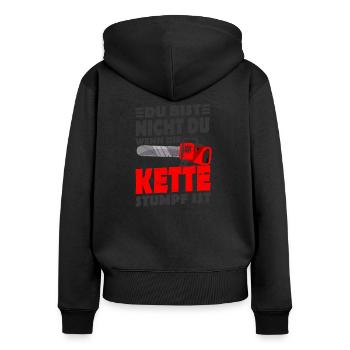 Holzfäller - Frauen Premium Bio Zip Hoodie - Schwarz - Hinten - Julia (174cm)