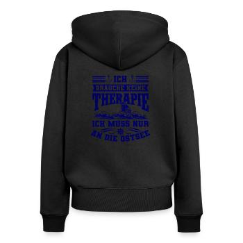 Ostsee - Frauen Premium Bio Zip Hoodie - Schwarz - Hinten - Julia (174cm)