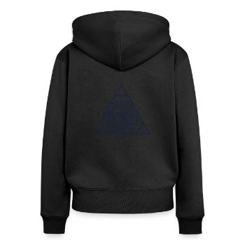 Illuminati Auge - Frauen Premium Bio Zip Hoodie - Schwarz - Hinten - Julia (174cm)