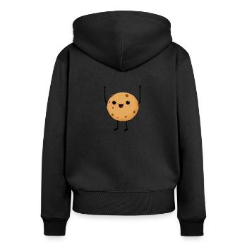 Enthousiaste Biscuit Excited Cookie - Sweat à capuche zippé Premium bio Femme - noir - Dos - Julia (174cm)