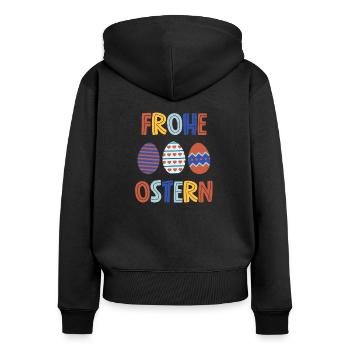 Frohe Ostern - Frauen Premium Bio Zip Hoodie - Schwarz - Hinten - Julia (174cm)