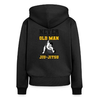 Jiu Jitsu - Frauen Premium Bio Zip Hoodie - Schwarz - Hinten - Julia (174cm)