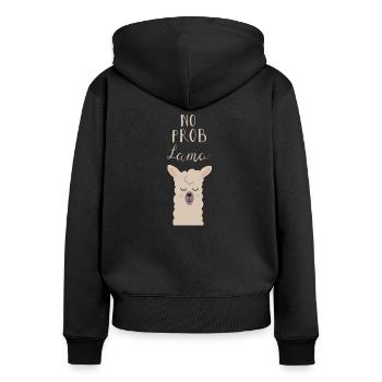 Pas de problème: conception drôle de lama - Sweat à capuche zippé Premium bio Femme - noir - Dos - Julia (174cm)