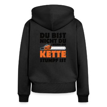 Holzfäller - Frauen Premium Bio Zip Hoodie - Schwarz - Hinten - Julia (174cm)