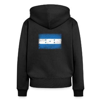 Drapeau honduras drapeau Armoiries - Sweat à capuche zippé Premium bio Femme - noir - Dos - Julia (174cm)