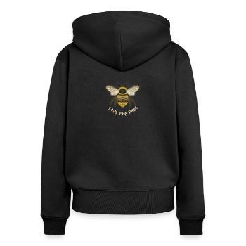 Save the Bees - Women's Premium Organic Zip Hoodie - black - Back - Julia (174cm)