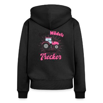 Landwirtin - Frauen Premium Bio Zip Hoodie - Schwarz - Hinten - Julia (174cm)