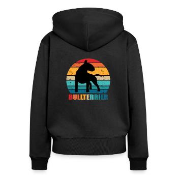 Bull terrier - Sweat à capuche zippé Premium bio Femme - noir - Dos - Julia (174cm)