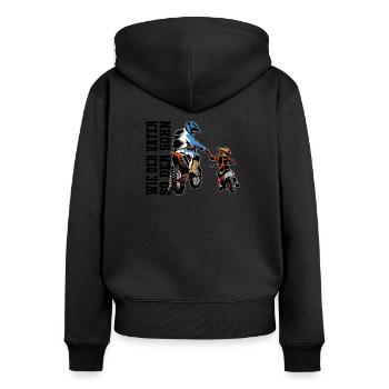 Motocross Vater und Sohn - Frauen Premium Bio Zip Hoodie - Schwarz - Hinten - Julia (174cm)