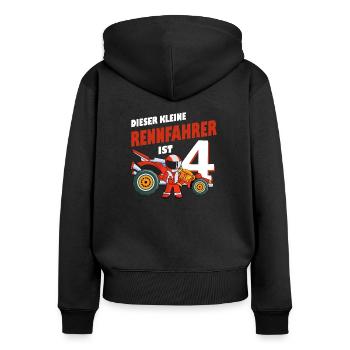 4. Geburtstag Rennfahrer 4 Jahre Alt Rennauto - Frauen Premium Bio Zip Hoodie - Schwarz - Hinten - Julia (174cm)
