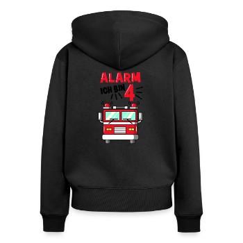 Feuerwehr 4 Geburtstag - Frauen Premium Bio Zip Hoodie - Schwarz - Hinten - Julia (174cm)