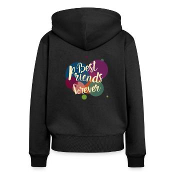 Beste Freunde für immer - Frauen Premium Bio Zip Hoodie - Schwarz - Hinten - Julia (174cm)