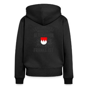 Franken - Frauen Premium Bio Zip Hoodie - Schwarz - Hinten - Julia (174cm)