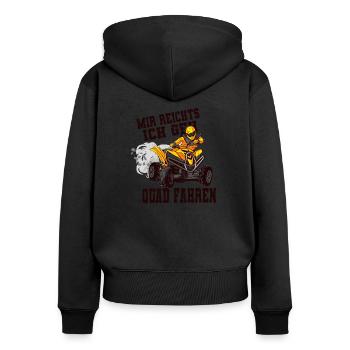 Quad - Frauen Premium Bio Zip Hoodie - Schwarz - Hinten - Julia (174cm)