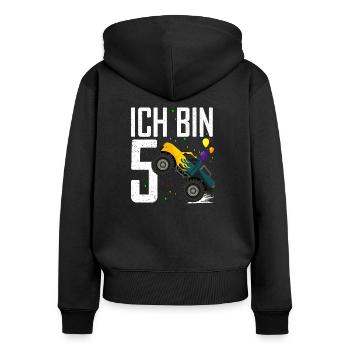 5. Geburtstag Shirt Junge 5 Jahre Monster Truck - Frauen Premium Bio Zip Hoodie - Schwarz - Hinten - Julia (174cm)