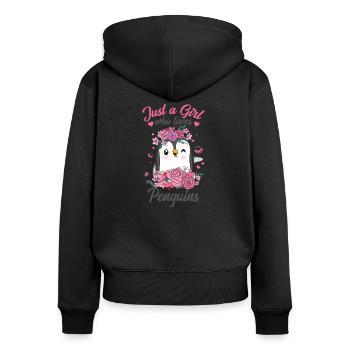 manchot - Sweat à capuche zippé Premium bio Femme - noir - Dos - Julia (174cm)