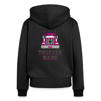 Trucker babe - Women's Premium Organic Zip Hoodie - black - Back - Julia (174cm)