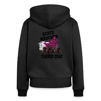 Quad Mädchen - Frauen Premium Bio Zip Hoodie - Schwarz - Hinten - Julia (174cm)