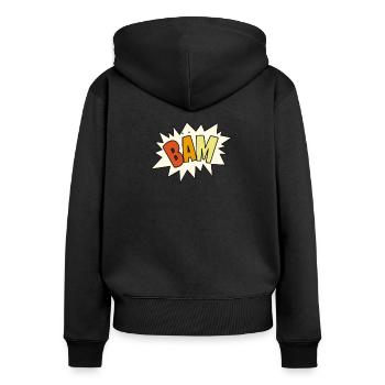 Street art - BÄM - here I am - Women's Premium Organic Zip Hoodie - black - Back - Julia (174cm)