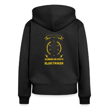 Elektriker - Frauen Premium Bio Zip Hoodie - Schwarz - Hinten - Julia (174cm)