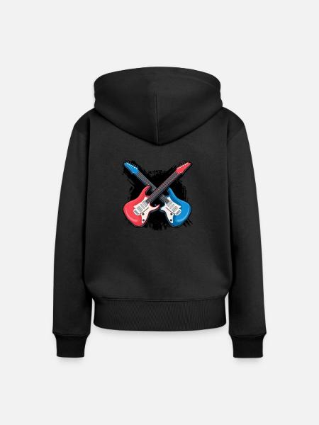 Musik Lieder Gitarre - Frauen Premium Bio Zip Hoodie - Schwarz
