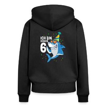 6. Geburtstag Hai Junge 6 Jahre - Frauen Premium Bio Zip Hoodie - Schwarz - Hinten - Julia (174cm)