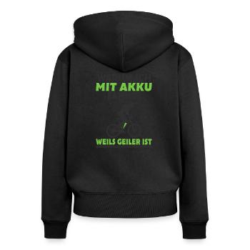 E-Bike - Frauen Premium Bio Zip Hoodie - Schwarz - Hinten - Julia (174cm)