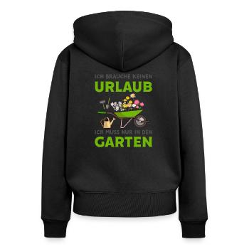 Gärtner - Frauen Premium Bio Zip Hoodie - Schwarz - Hinten - Julia (174cm)