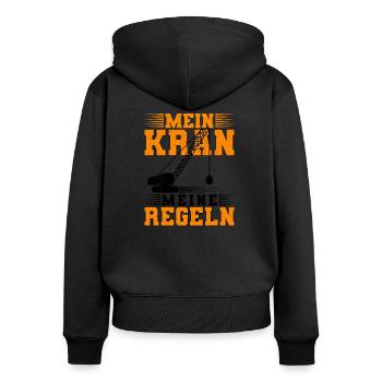 Kranführer - Frauen Premium Bio Zip Hoodie - Schwarz - Hinten - Julia (174cm)