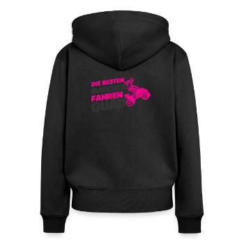 Quad Fahrerin - Frauen Premium Bio Zip Hoodie - Schwarz - Hinten - Julia (174cm)