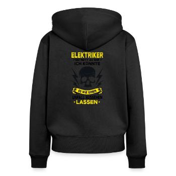 Elektriker - Frauen Premium Bio Zip Hoodie - Schwarz - Hinten - Julia (174cm)
