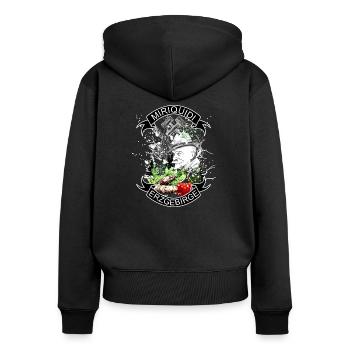 Miriquidi - Erzgebirge Bergbau und Heimat - Frauen Premium Bio Zip Hoodie - Schwarz - Hinten - Julia (174cm)