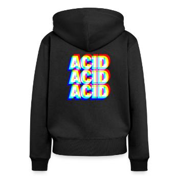 Acid House Techno Raver DJ Festival Party Gift - Sweat à capuche zippé Premium bio Femme - noir - Dos - Julia (174cm)