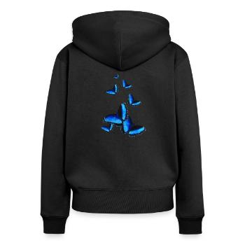 Schmetterlinge im Bauch Geschenkidee Symbol - Frauen Premium Bio Zip Hoodie - Schwarz - Hinten - Julia (174cm)