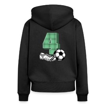 4e anniversaire footballeur 4 ans joueur de football - Sweat à capuche zippé Premium bio Femme - noir - Dos - Julia (174cm)