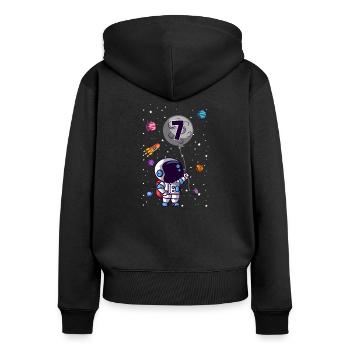Astronaute 7e anniversaire de l'espace extra-atmosphérique pour garçon - Sweat à capuche zippé Premium bio Femme - noir - Dos - Julia (174cm)