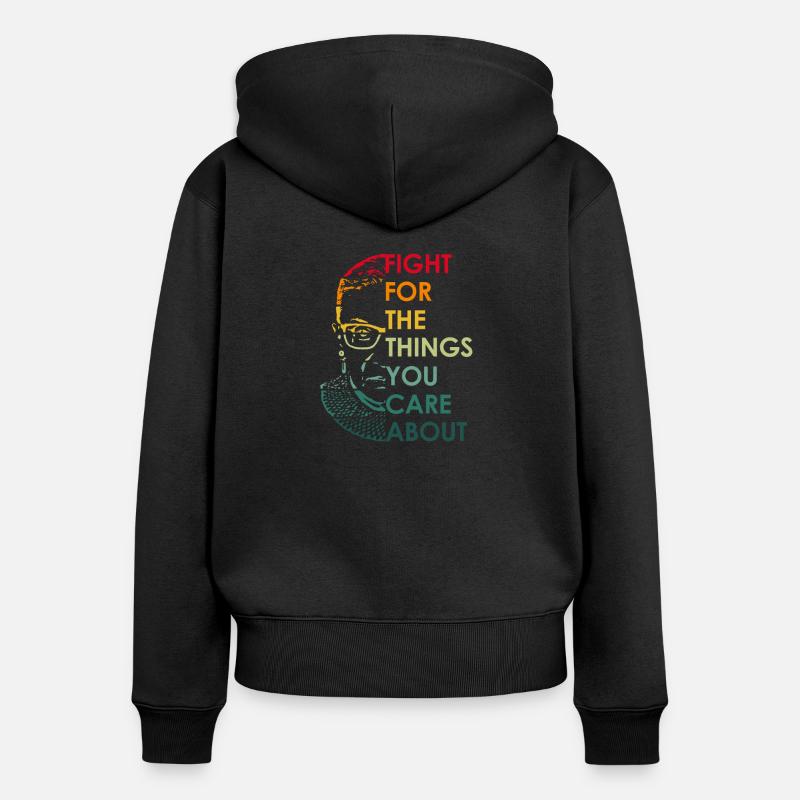 Ruth Bader Ginsburg se bat pour ce que vous aimez - Sweat à capuche zippé Premium bio Femme - noir